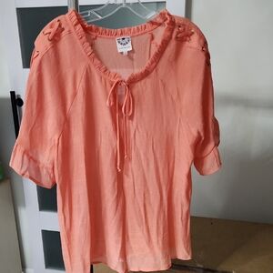 Peach Women's Blouse with Lace-Up Details